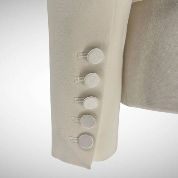 L’AGENCE Scarlet White Colorblock Tuxedo Crop Blazer Jacket Size 2 Satin Lapel - Picture 5 of 13